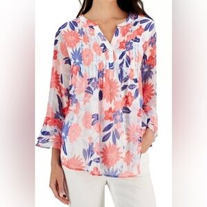 Charter Club, Multicolored Floral V-neck Blouse